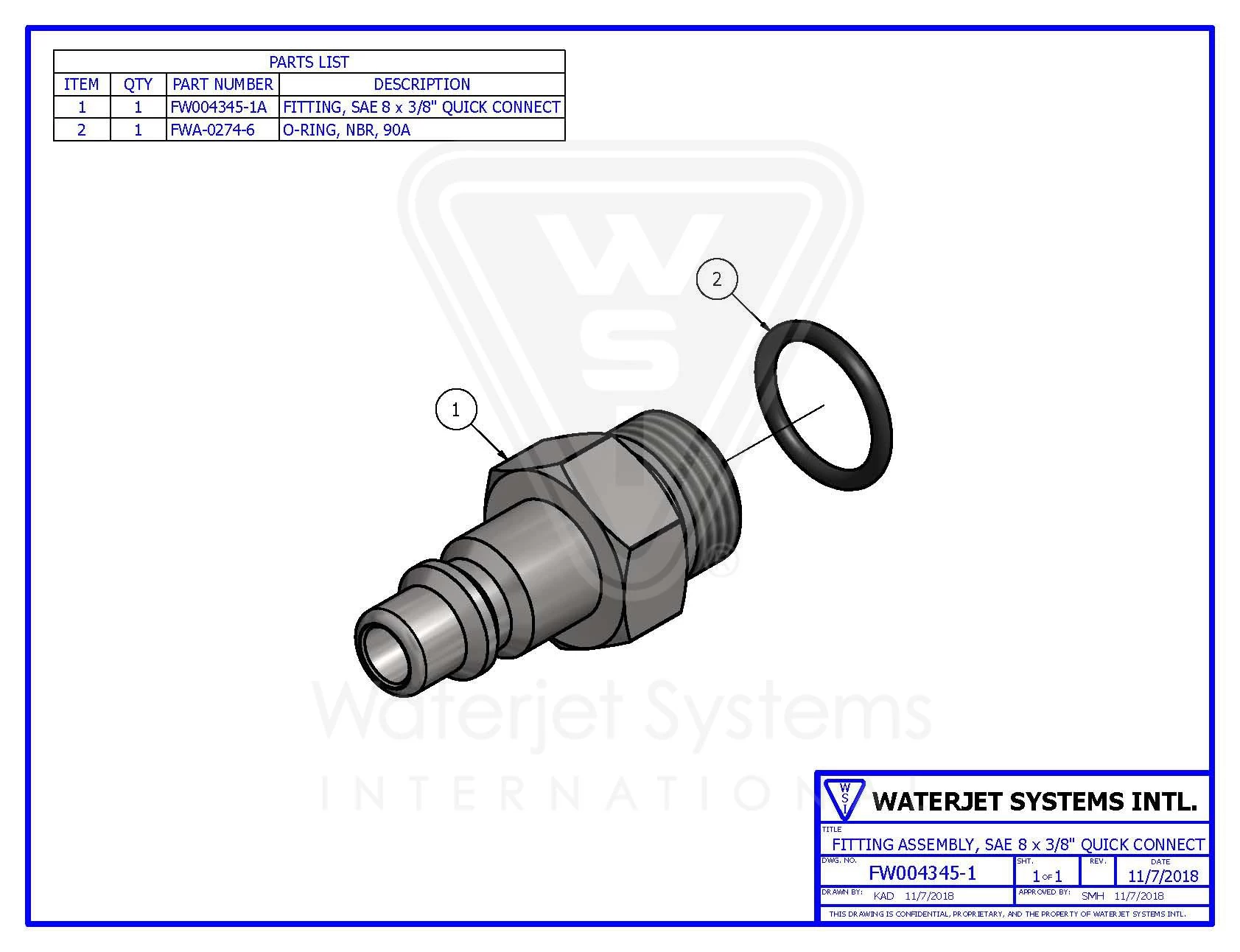 EW004345-1_28, NIPPLE QUICK DISCONNECT; STRAIGHT - Ricambi e asistenza per impianti Waterjet